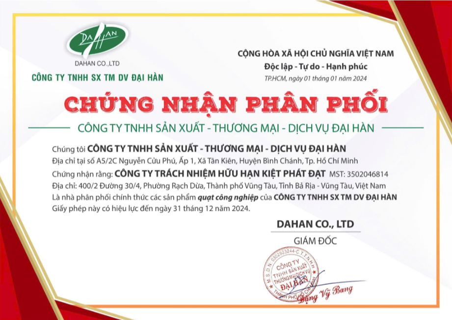 Đại lý phân phối quạt công nghiệp Đại Hàn